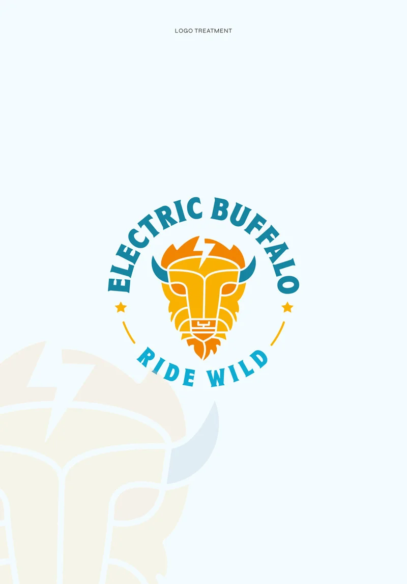 Showcasing the branding and geometric logo design created for Electric Buffalo