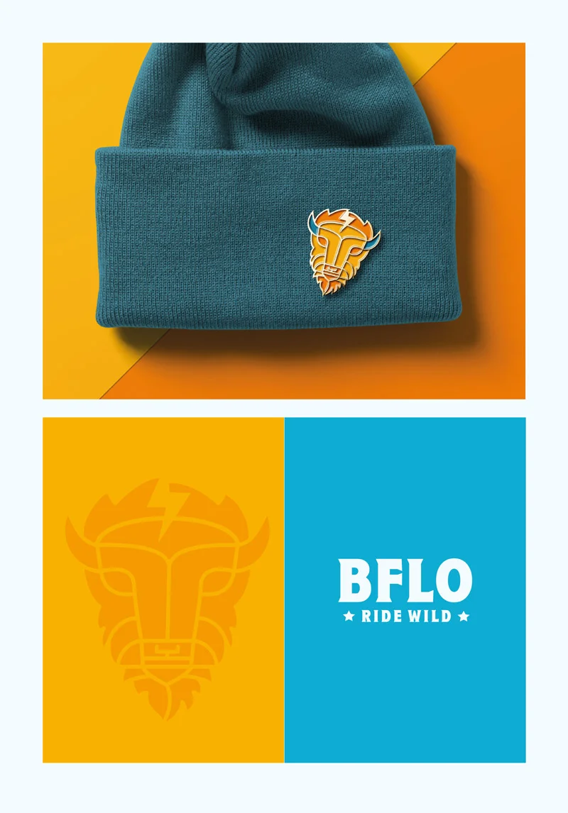 Showcasing the branding and geometric logo design created for Electric Buffalo