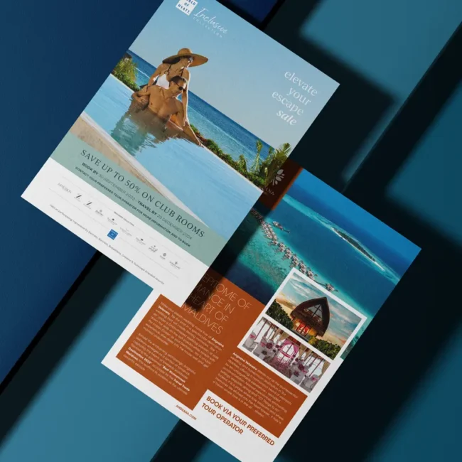 Showcasing the print marketing collateral and graphic design we developed for Cara Hotel Marketing