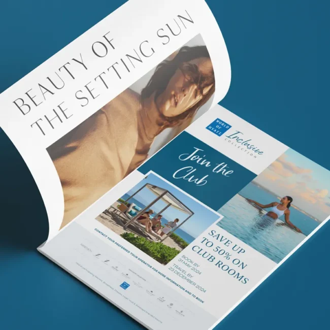 Showcasing the print marketing collateral and graphic design we developed for Cara Hotel Marketing